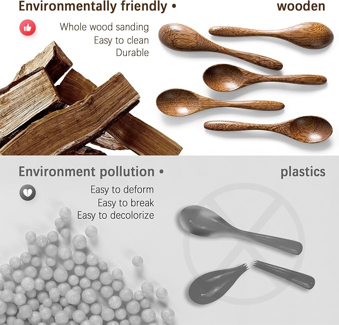 7 PCS Small Wooden Spoons, 5.8 Inch Honey Spoons - Image 4