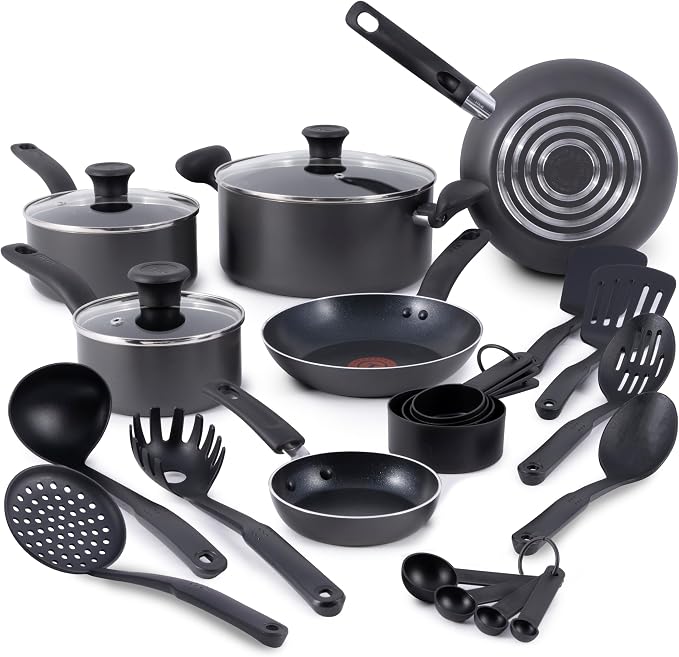 T-fal Initiatives Nonstick Cookware Set 18 Piece, Oven Broiler Safe 350F by T-falbrand