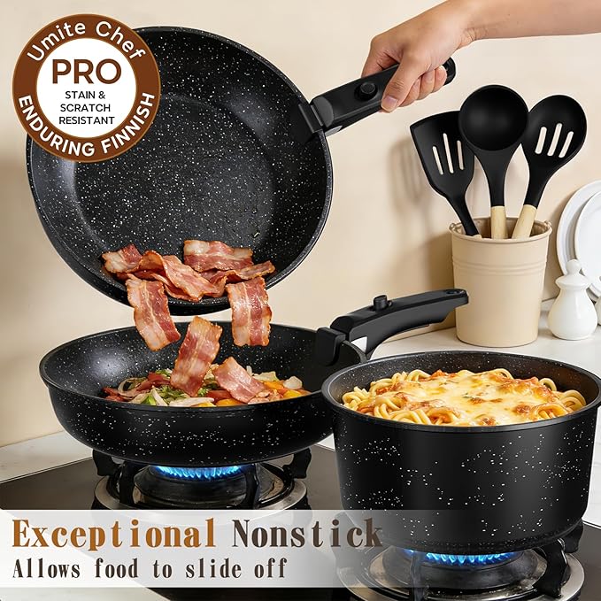 Umite Chef 21Pcs Pots and Pans Set Non Stick, Nonstick Cookware Sets Detachable - Image 4