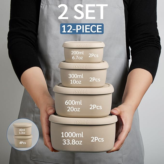 ISSEVE 12Pcs/Set Nesting Silicone Food Storage Containers - Image 3
