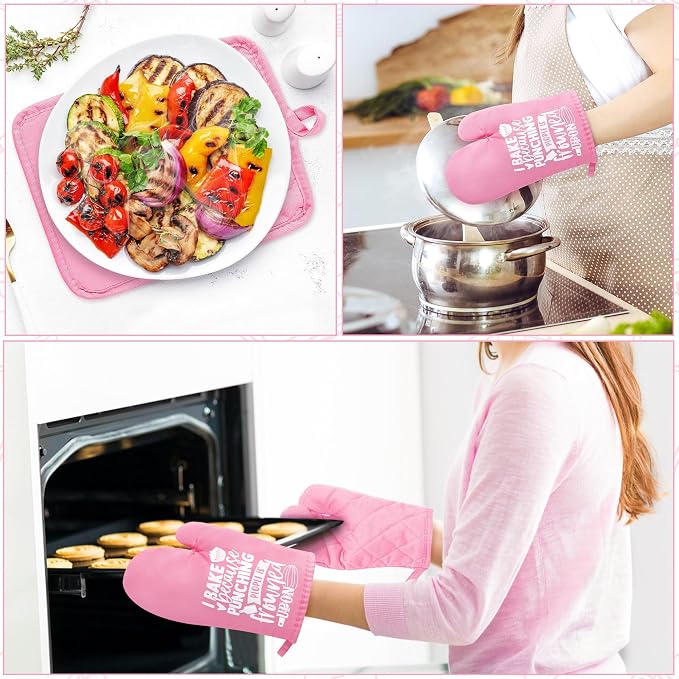 GROBRO7 6Pcs Cotton Oven Mitts Pot Holders Funny Women Resistant Hot Pads - Image 6
