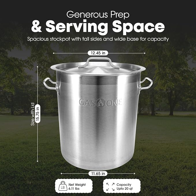 GasOne Stainless Steel Stockpot – 20qt Stock Pot - Image 3