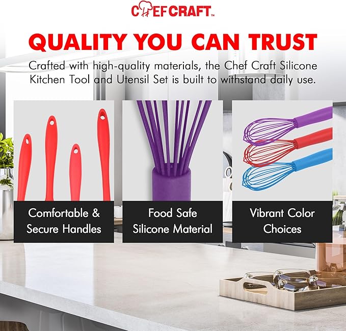 Chef Craft Premium Silicone Wire Cooking Whisk, 10.5 Inch - Image 6