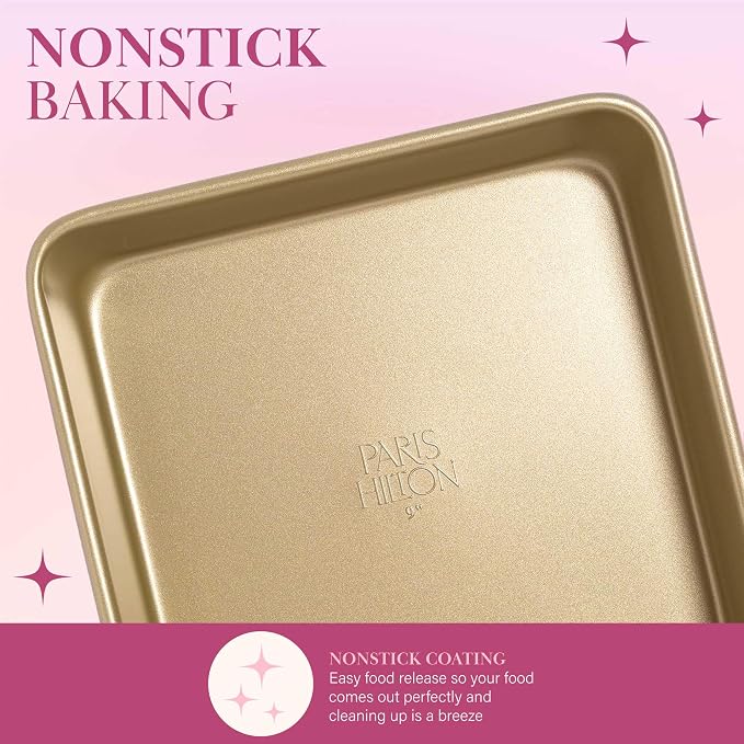 Paris Hilton Nonstick Carbon Steel Bakeware Collection, 9-Inch Square Cake Pan - Image 3