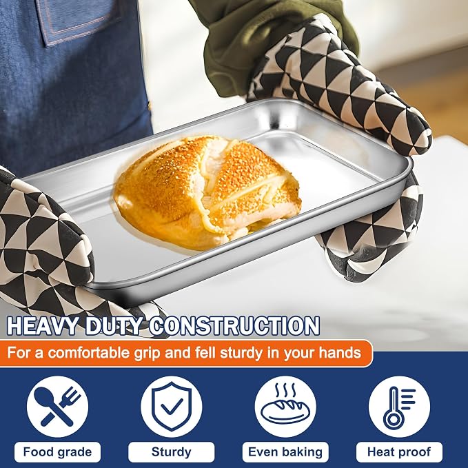 P&P CHEF 9 Inch Baking Cookie Sheet, Oven Pan Tray Stainless Steel Sheet Pan - Image 5