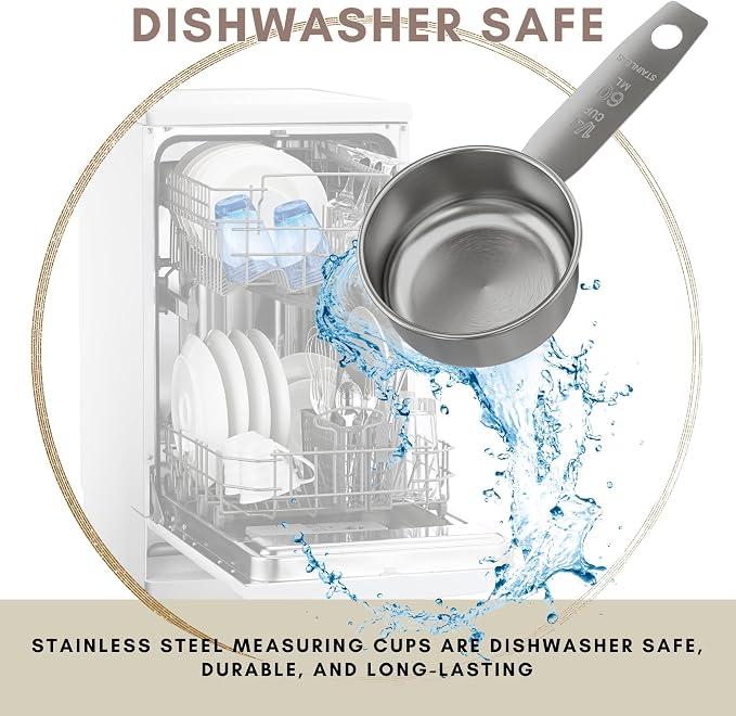 1/4 Cup Stainless Steel Measuring Cup | Sturdy Metal 60 ml | 60 cc | 2 oz | - Image 4
