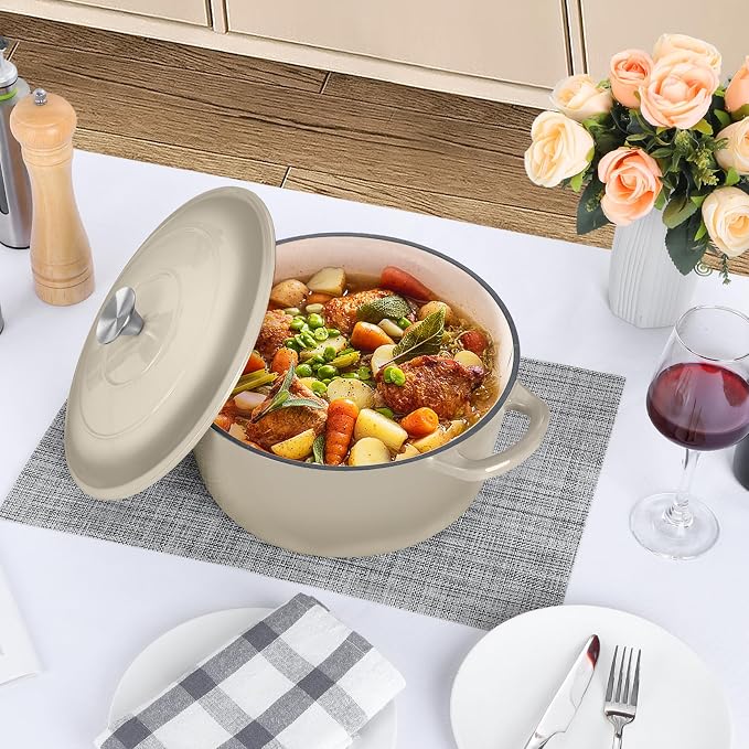 P&P CHEF 6QT Enameled Dutch Oven, Cast Iron Dutch Oven Pot - Image 6