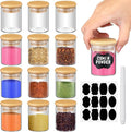 Roshtia Glass Spice Jars with Bamboo Airtight Lids Labels and Chalk Marker Food by Roshtia
