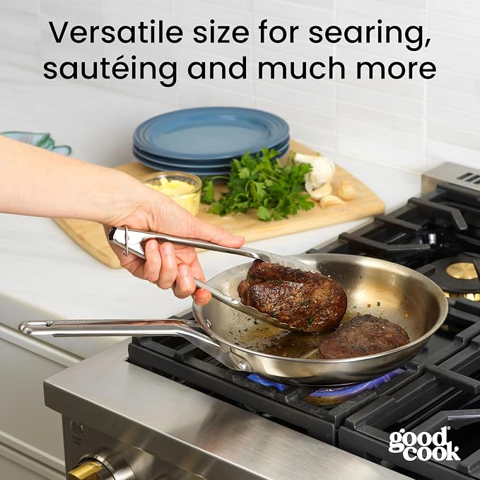 GoodCook Stainless Steel Fry Pan 10-Inch, Oven-Safe to 500F & Induction-Safe - Image 3