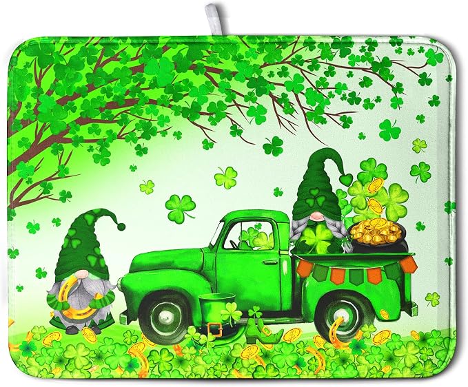 St Patrick's Day Shamrock Dish Drying Mat by Kwlegh