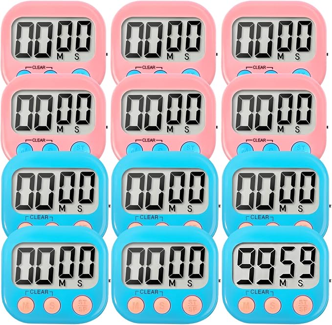 12 Pack Digital Kitchen Timer Small Classroom Timers by VOULOIR