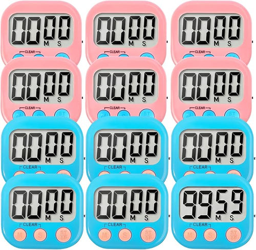 12 Pack Digital Kitchen Timer Small Classroom Timers by VOULOIR