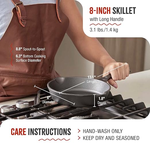 Victoria 8-Inch Cast Iron Skillet, Pre-Seasoned Cast-Iron Frying Pan - Image 6