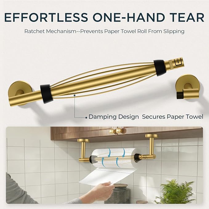 FORIOUS Paper Towel Holder Under Cabinet, SUS304 Wall Mounted Commercial Paper - Image 3