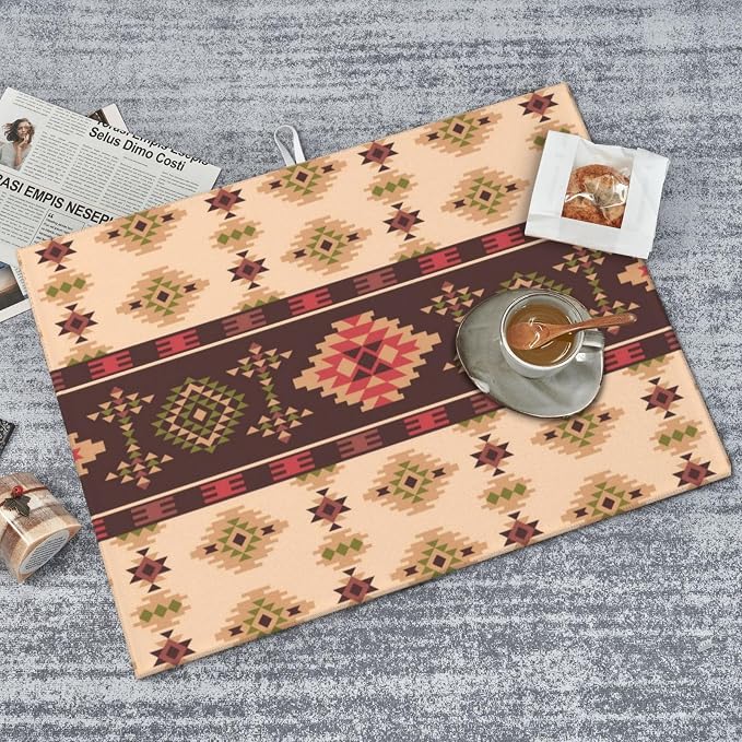 American Aztec Dish Drying Mat Traditional Ethnic Style Design Geometric Drying - Image 7
