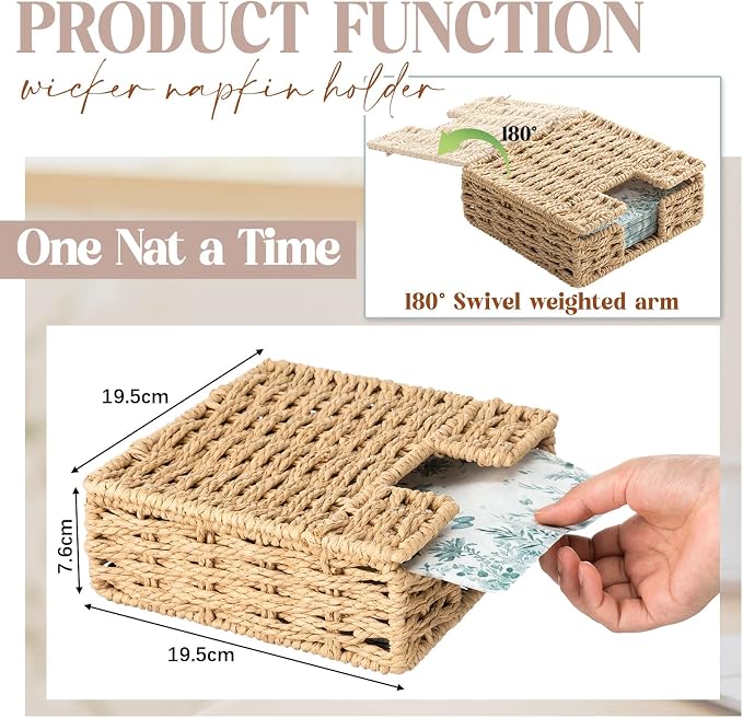 Threehoney Woven Paper Rope Napkin Holder - Image 4