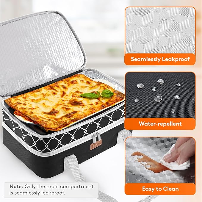 Lifewit Insulated Double Decker Casserole Carrier, Lasagna Lugger Holder - Image 4
