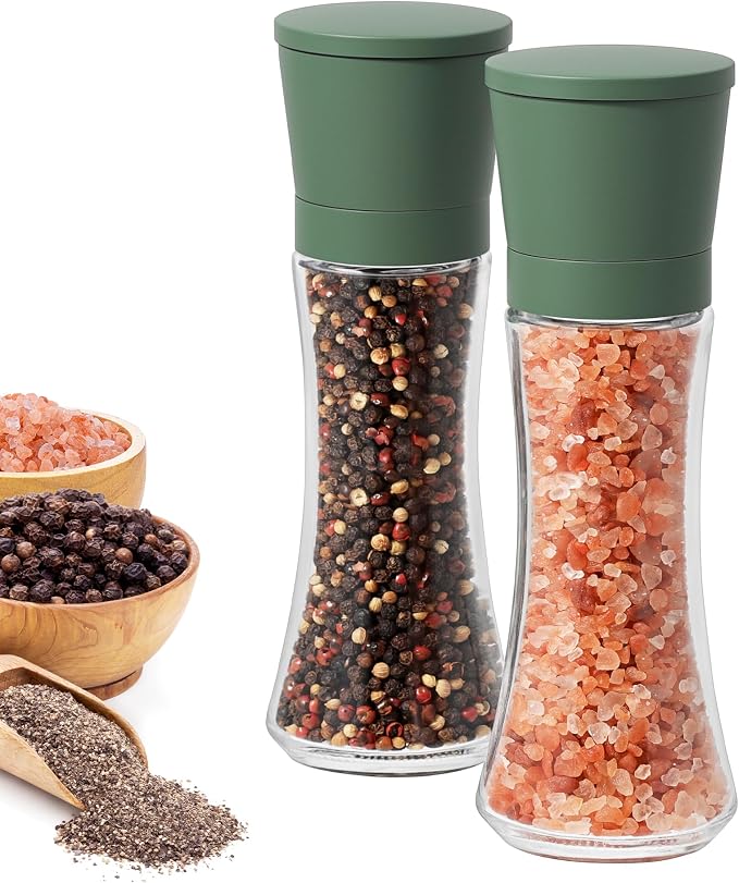 VEVOK CHEF Green Salt and Pepper Grinder Mill Set Stainless Steel Pepper Shaker by VEVOKCHEF