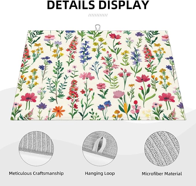 Watercolor Wildflower Dish Drying Mat - Image 4