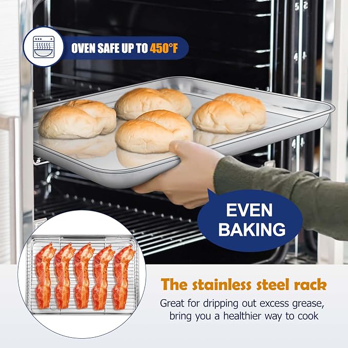 16 Inch Baking Sheet Pan with Rack Set, Joyfair Stainless Steel Toaster Oven - Image 5