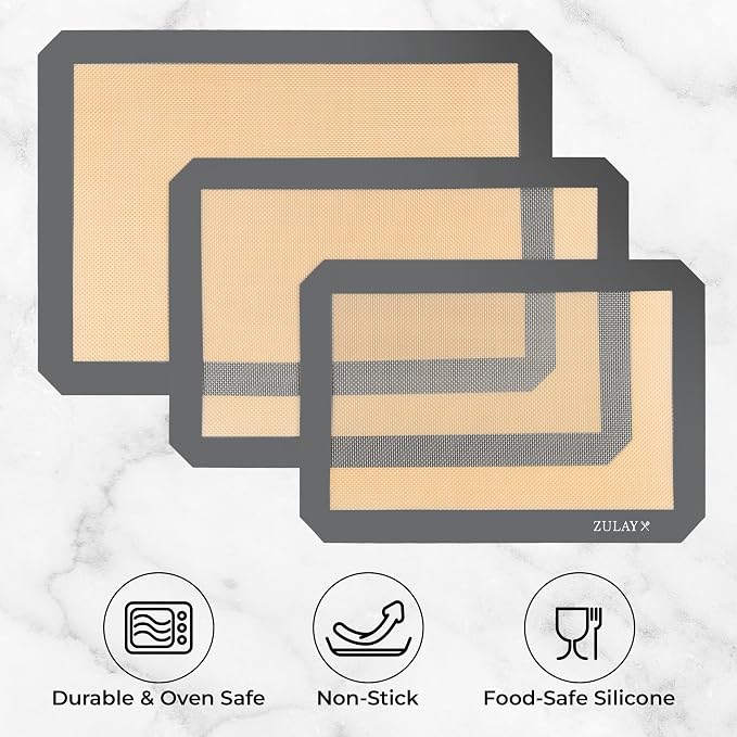 Zulay Kitchen Silicone Baking Mat Sheet 3-Pack - Image 2