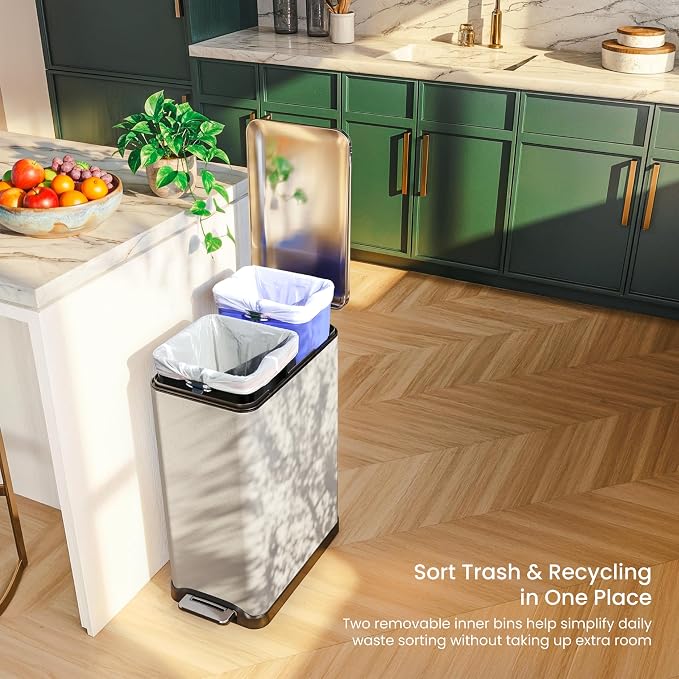 Home Zone Living 13 Gallon Slim Kitchen Trash Can - Image 3