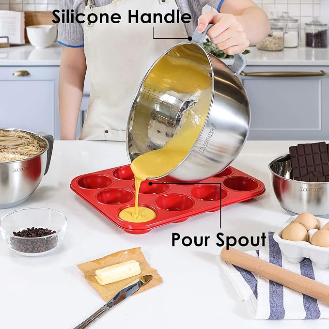 Rorence Mixing Bowls Set: Stainless Steel Non-Slip Bowls - Image 3