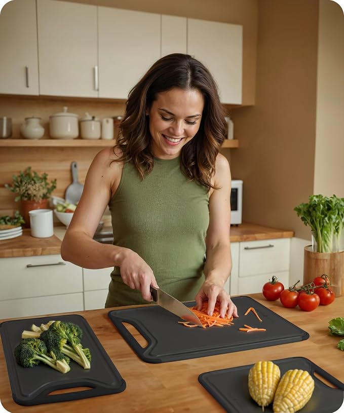 Cutting Boards for Kitchen, Plastic Cutting Board Set of 3, Dishwasher Safe - Image 8
