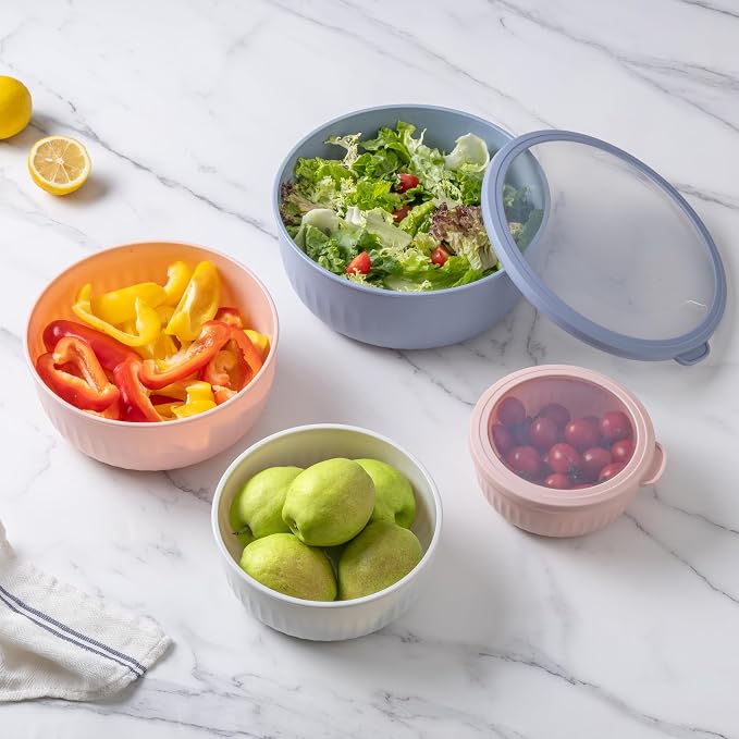 COOK WITH COLOR Prep Bowls with Lids- Wide and Deep Nesting Plastic Small - Image 5