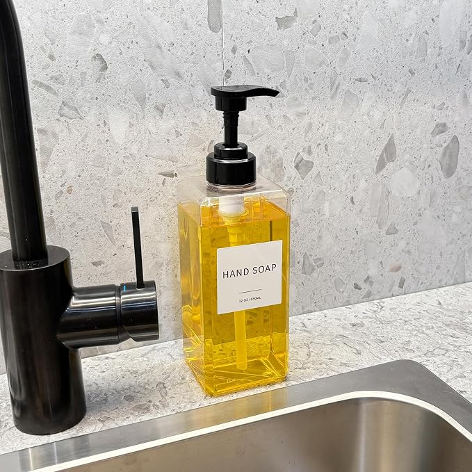 Clear Soap Dispenser with Waterproof Labels, Thickened Plastic Hand Soap - Image 5