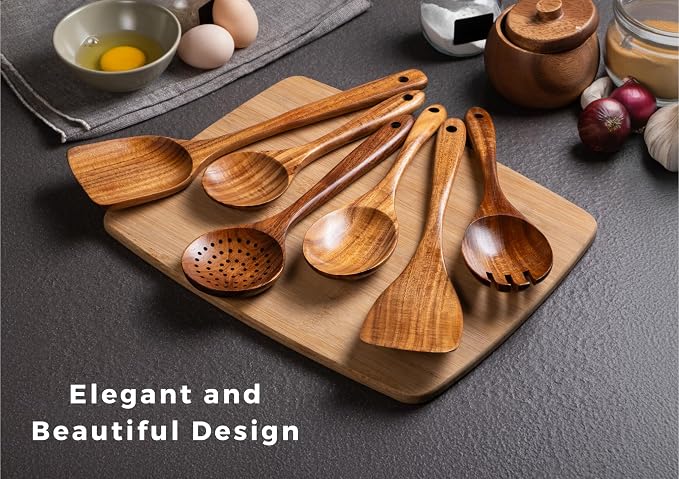 New Kitchen 6 Piece Non Toxic Wooden Spoons - Image 5