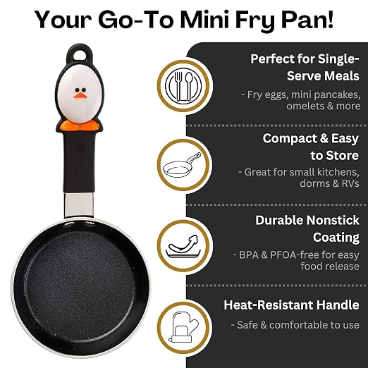 Joie Mini Egg Frying Pan, Small Nonstick Skillet, Heat-Resistant Handle - Image 2