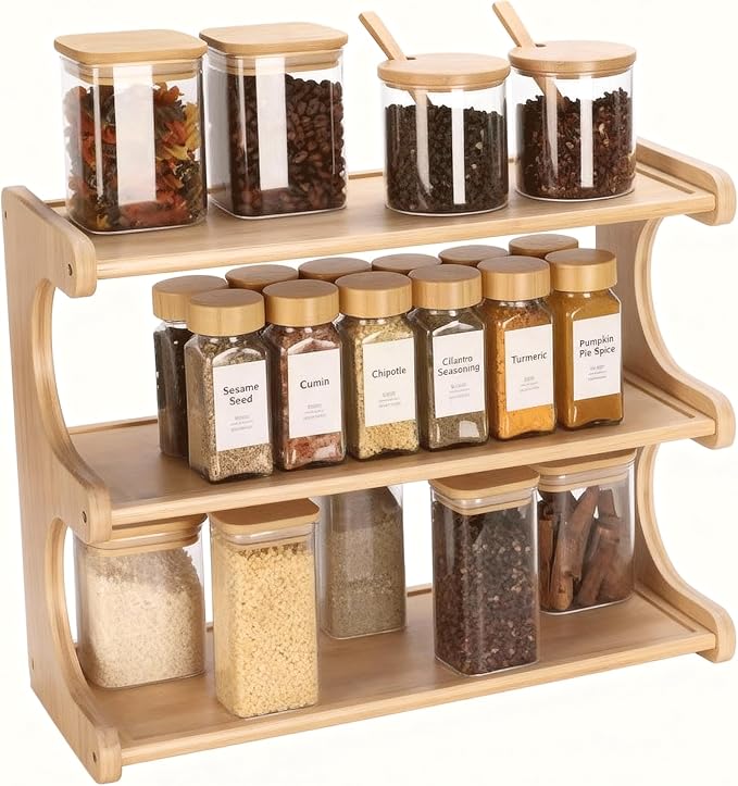 Spice Rack, 3-Tier Bamboo Spice Rack Organizer by Unknown