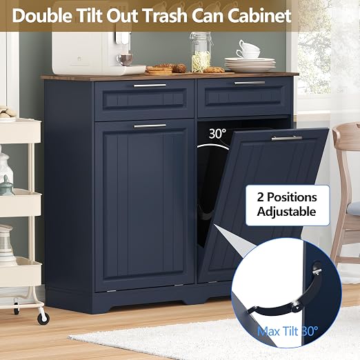 Double 10 Gallon Tilt Out Trash Can Cabinet - Image 4