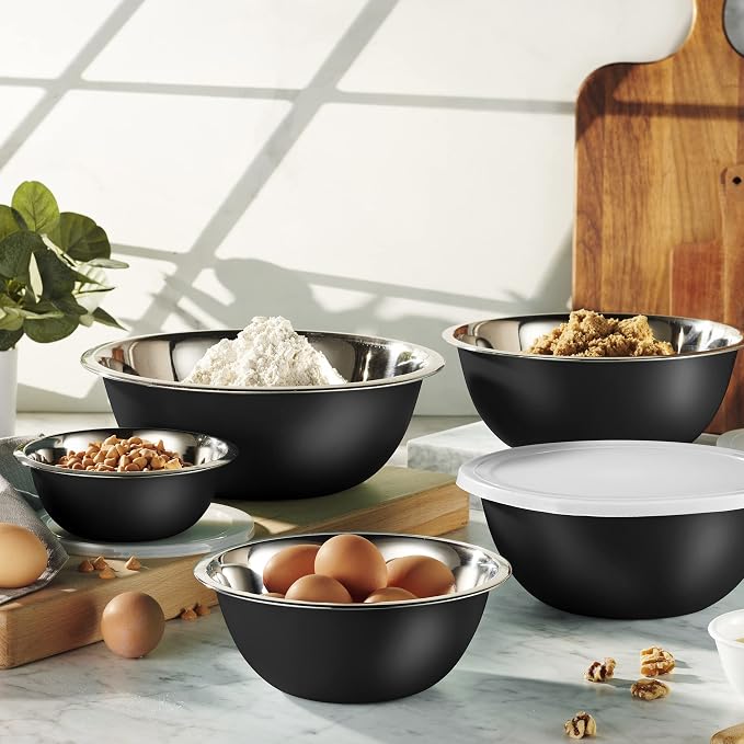 WHYSKO Stainless Steel Mixing Bowl Set, 10 Piece Stainless Steel Mixing Bowls - Image 2