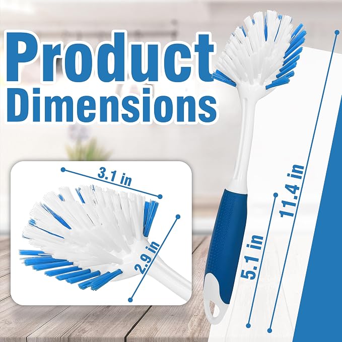 PHYEX 2-Pack Dish Brushes with Scraper, Durable Nylon Bristles Kitchen Scrub - Image 2