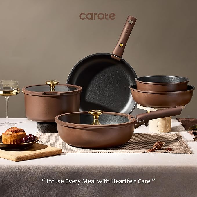 CAROTE 21pcs Pots and Pans Set, Nonstick Cookware Set Detachable Handle - Image 9