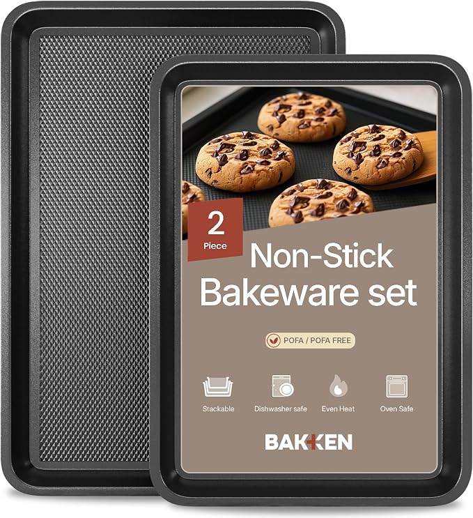 Diamond Bottom Cookie Sheet Set of 2, Nonstick Gray Carbon Steel Baking Pans by Unknown