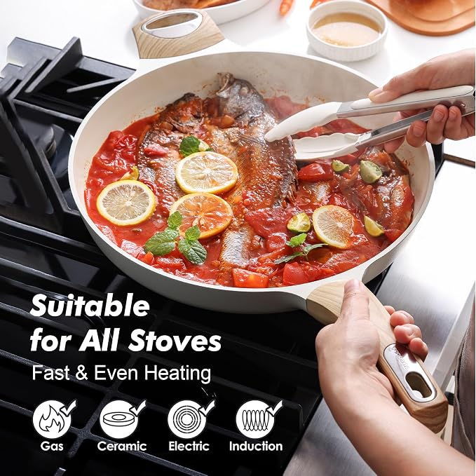 SENSARTE Ceramic Nonstick Frying Pan Skillet 12.5Inch Non Stick Pan - Image 4