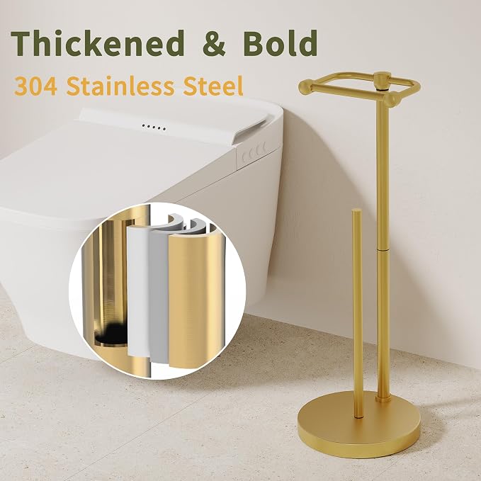 Toilet Paper Holder Stand, Modern Bathroom Free Standing Toilet Paper Holder - Image 5