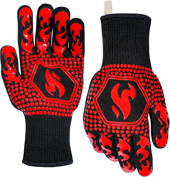 QUWIN BBQ Gloves, BBQ Accessories 1472℉ Extreme Heat Resistant, Grilling Gloves by QUWIN