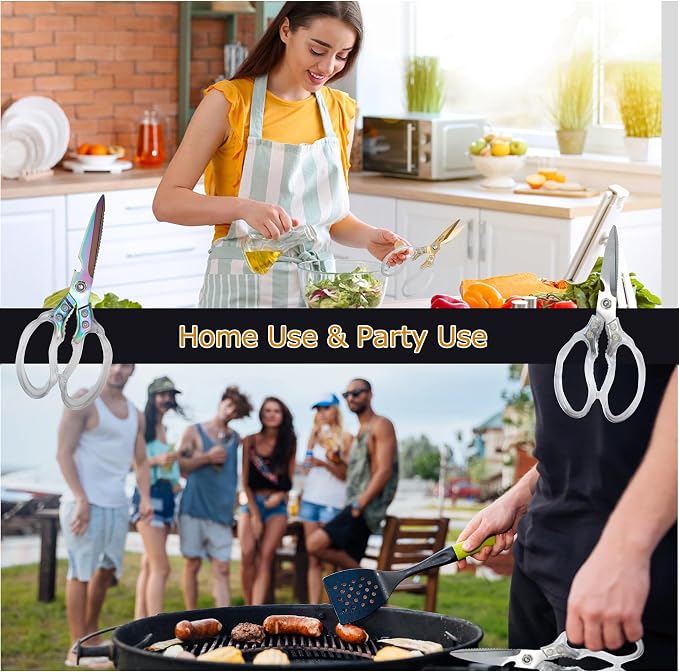 AWinjoy Kitchen Scissors, Heavy Duty Sharp Kitchen Shears, Stainless Steel & - Image 5