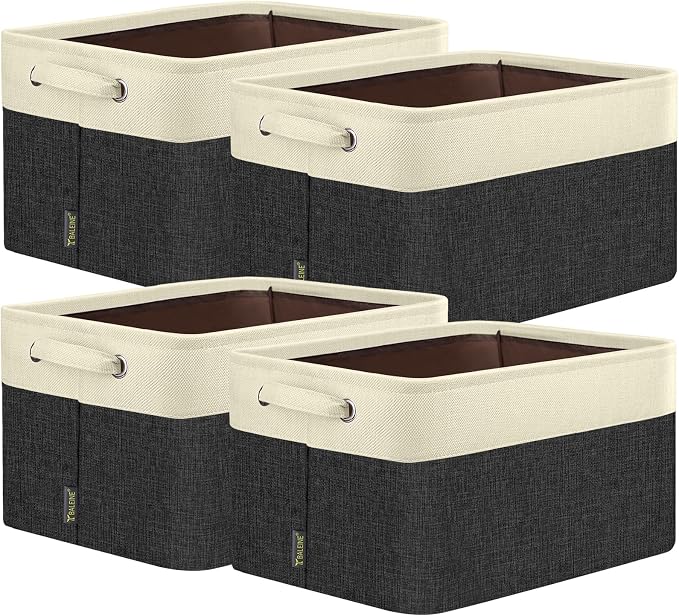 BALEINE Fabric Storage Bins for Shelves, Linen Storage Baskets for Organizing by BALEINE