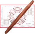 Muso Wood French Rolling Pin and Silicone Baking Mat Set, Sapele Wooden Rolling by Musowood