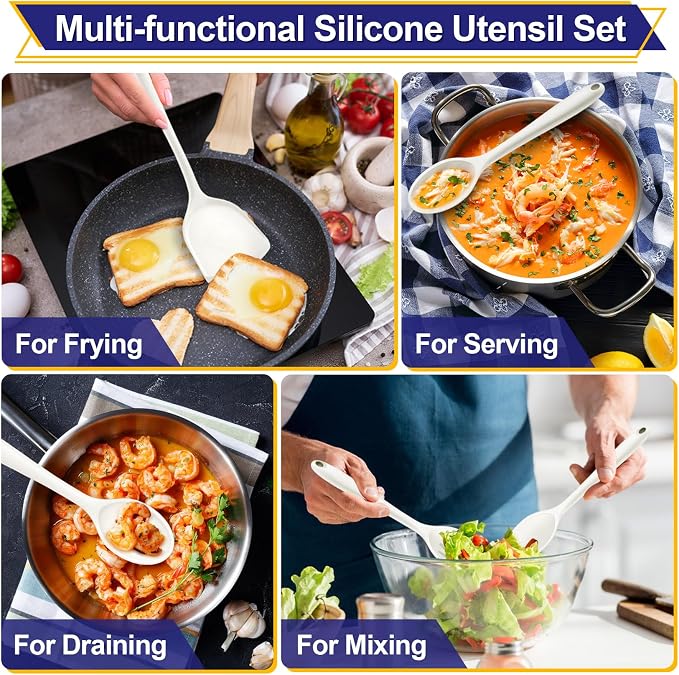 P&P CHEF Kitchen Utensil Set, 4 Pieces Non-stick Silicone Cooking Utensils - Image 5