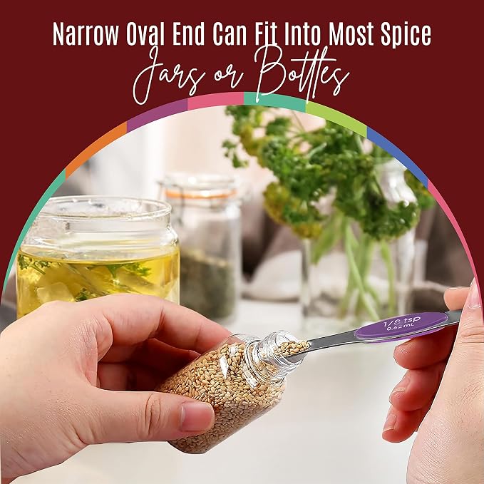 Magnetic Measuring Spoons Set of 9 Stainless Steel Dual-Sided Stackable - Image 5