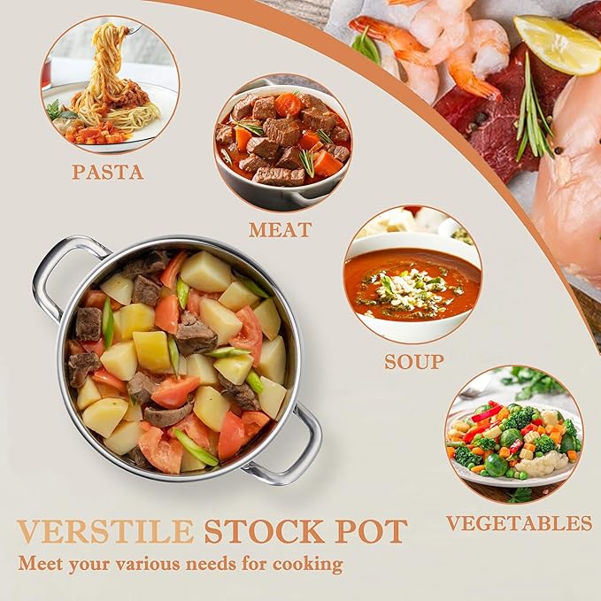 Herogo 10 Quart Stock Pot, 18/10 Stainless Steel Large Cooking Pot - Image 6