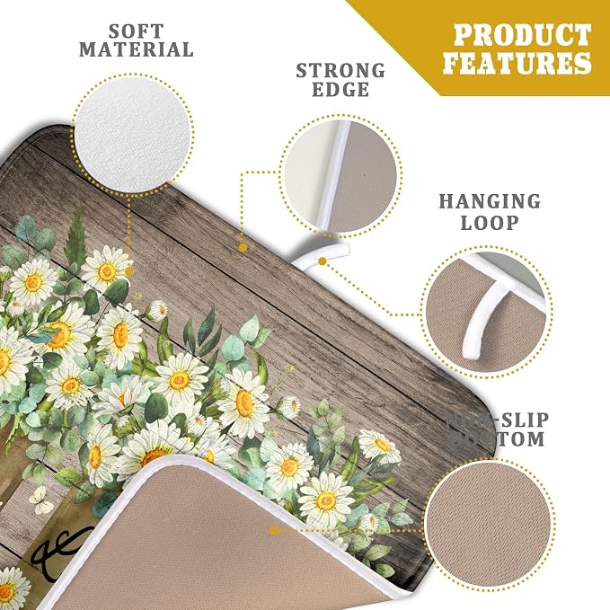 Flower Vase Dish Drying Mats 16x18 Inch Rustic Wood Reversible Microfiber - Image 4