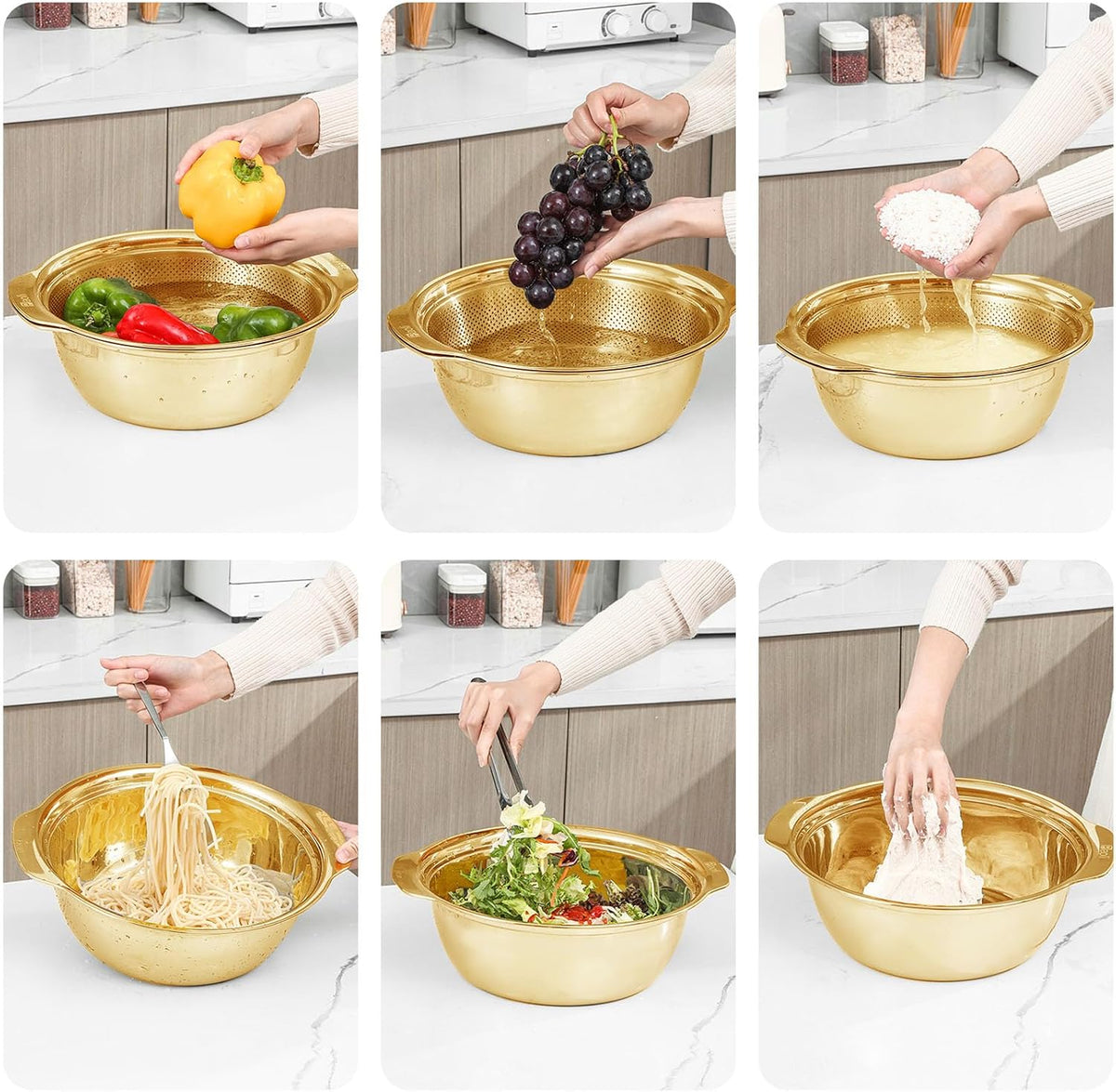 Paoli 304 Stainless Steel Fine Mesh Colander Set, 5QT Large Capacity