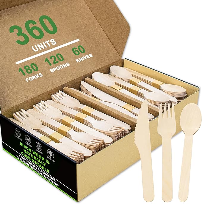 Compostable Wooden Utensils by LOYLUX